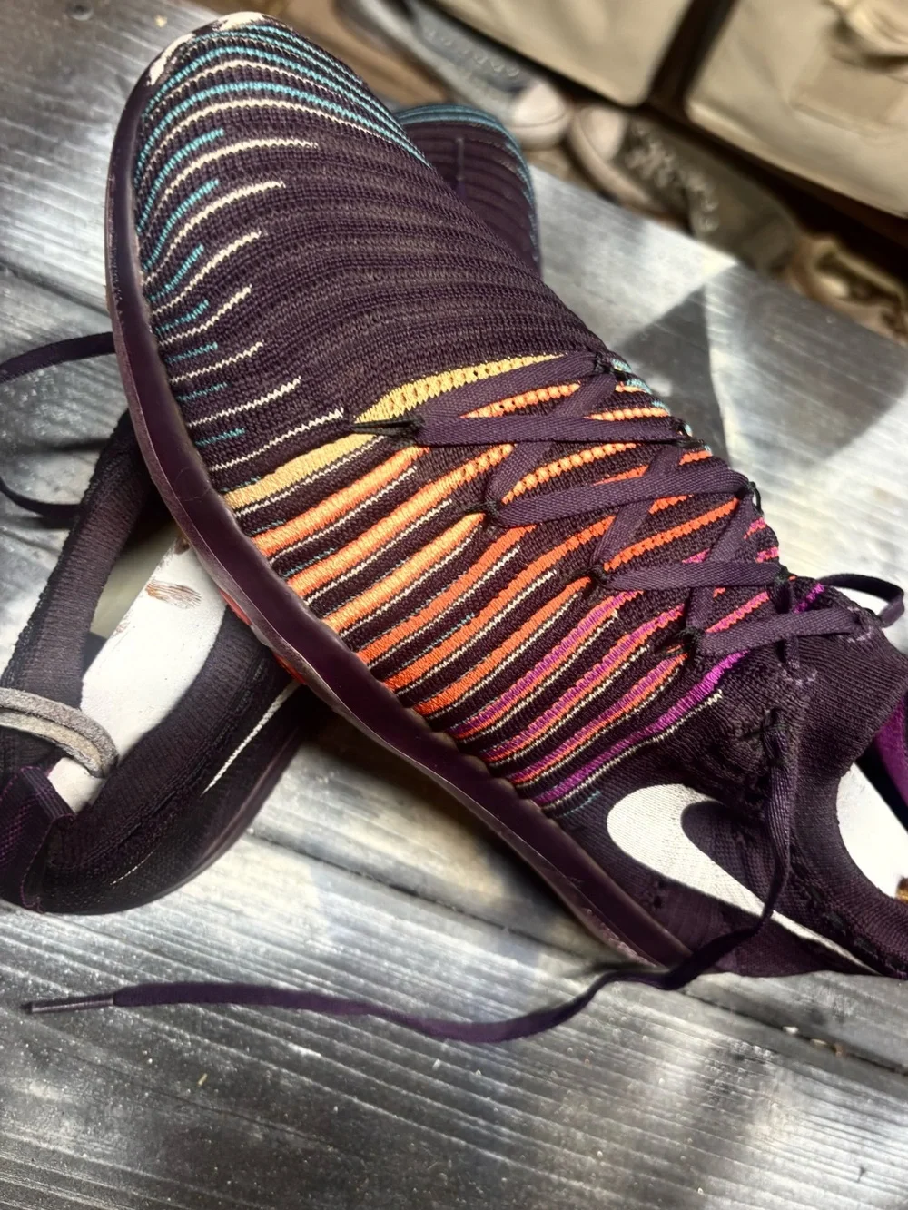 Nike Air Zoom Pegasus 36 sneakers with diagonal stripes in multiple colors W8.5